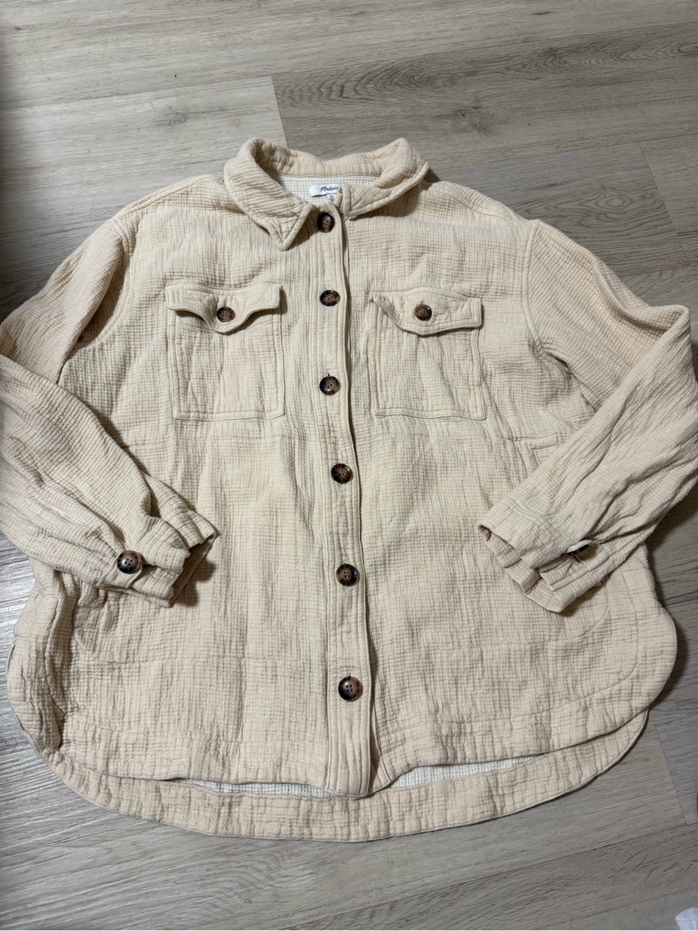 Madewell Waffleback Branner Button Shirt Shacket Women’s Size XL Beige